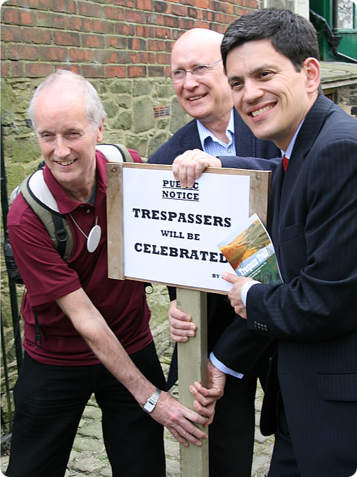 Sir Martin Doughty, Tom Levitt and David Milliband launch the Trespass Trail