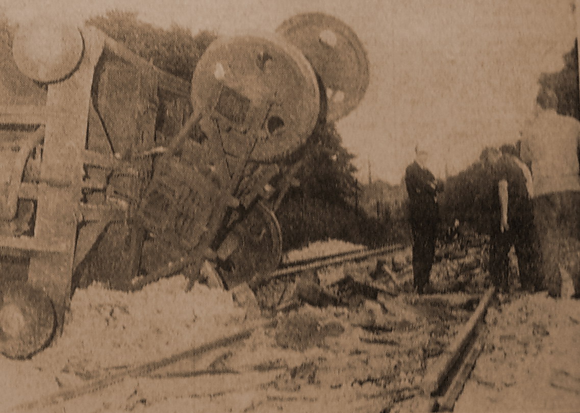 Derailed wagons blocking the Buxton line at Newtown