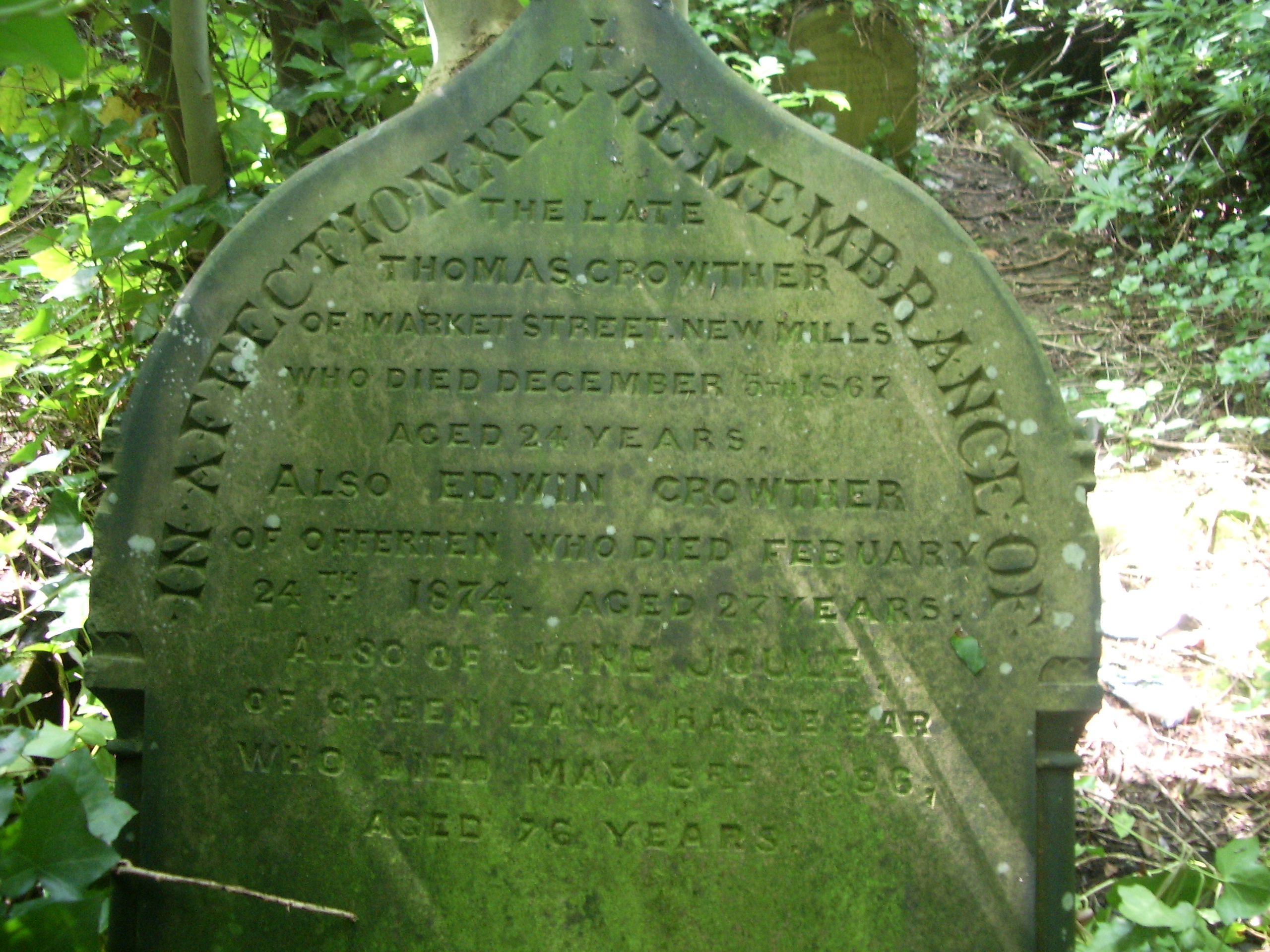 The Gravemarker of Thomas Crowther in the Methodist Chapel Yard