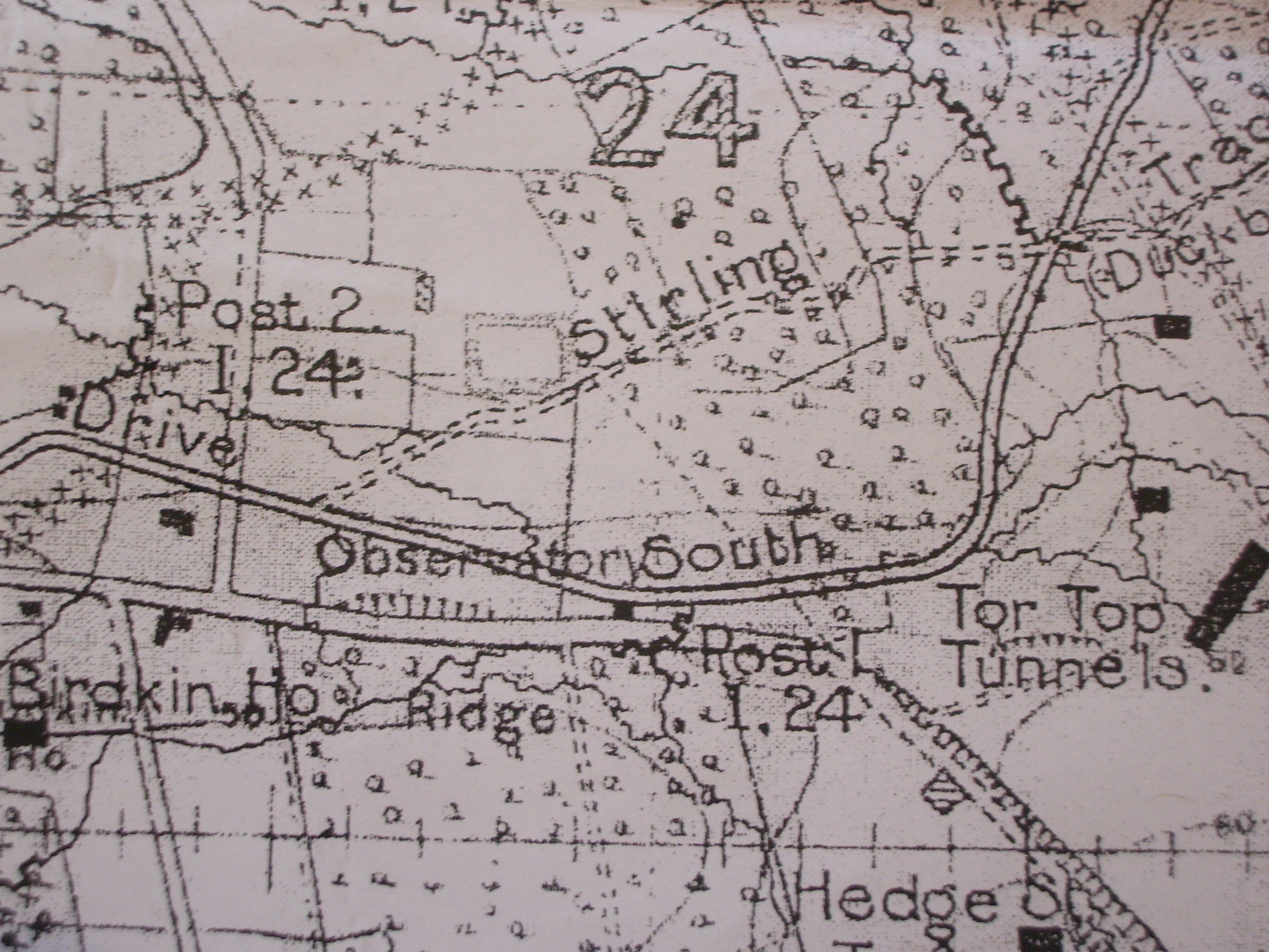 Military map showing Tor Top Tunnels