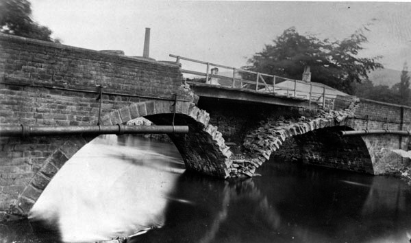 Damage to the Strines Bridge after the flood of 1872
