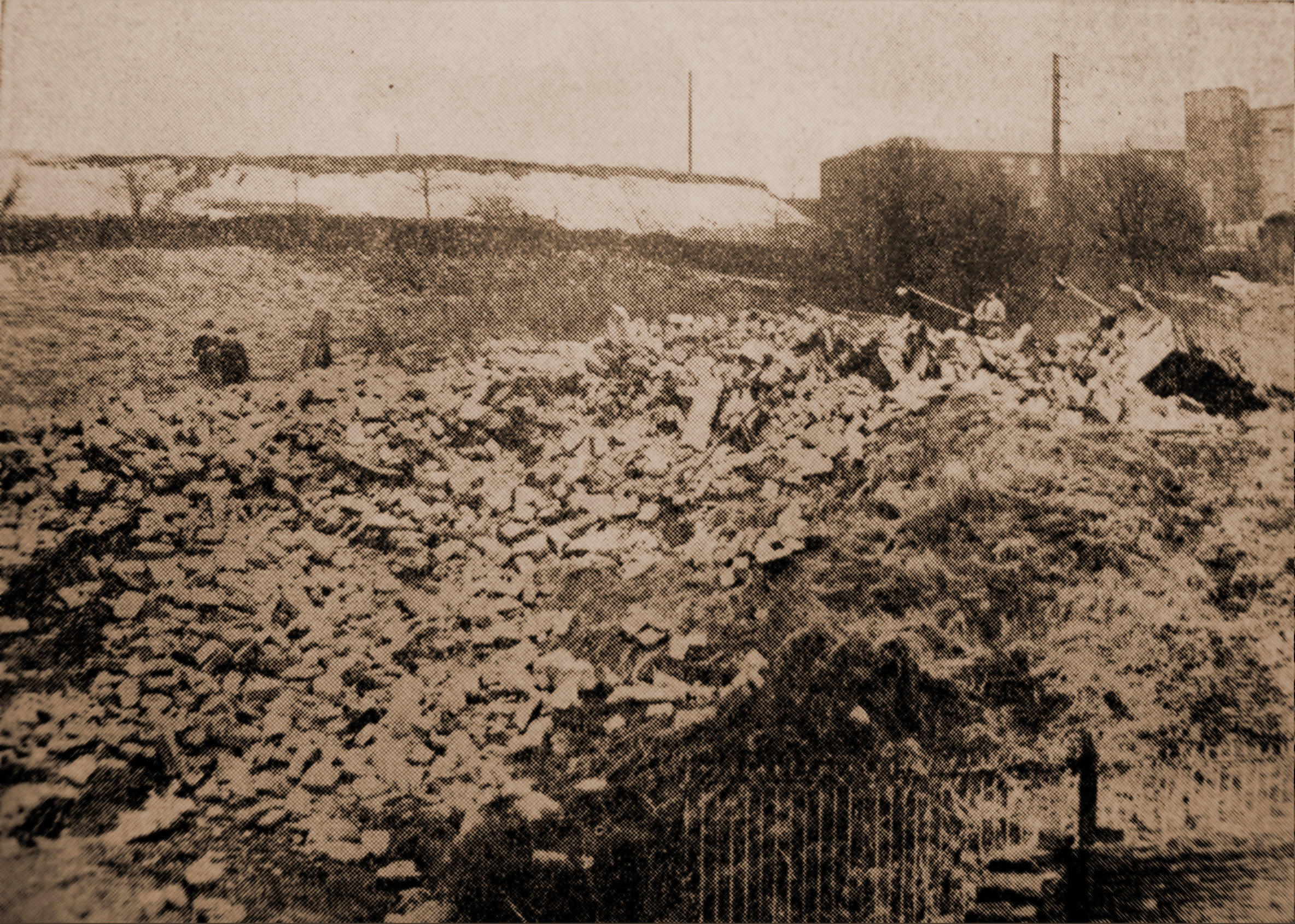 The fallen chimney at Grove Mill