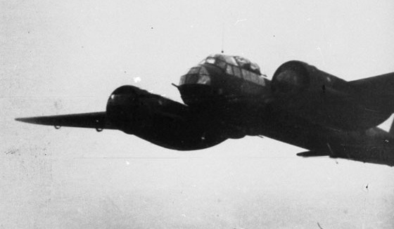 A photograph of one of the JU88 taken during the raid