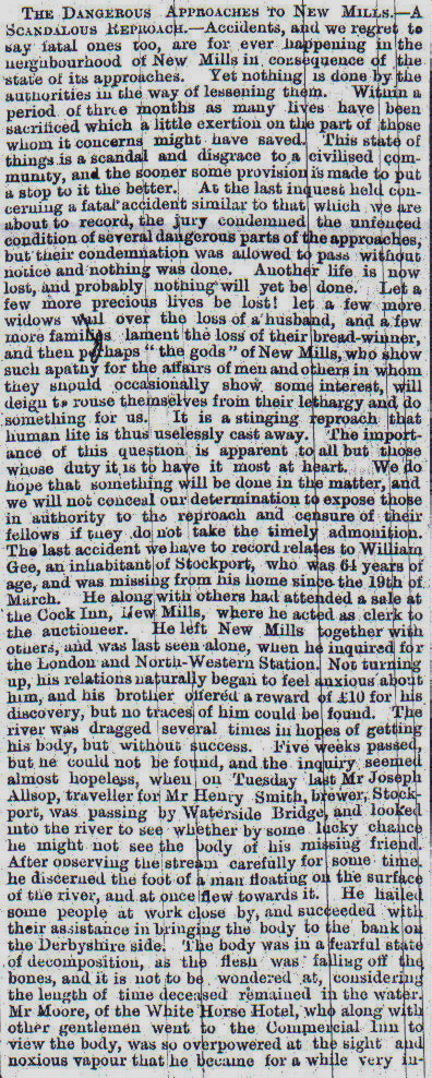 A walk through the Torrs could be dangerous. There were many drownings 24-4-1874